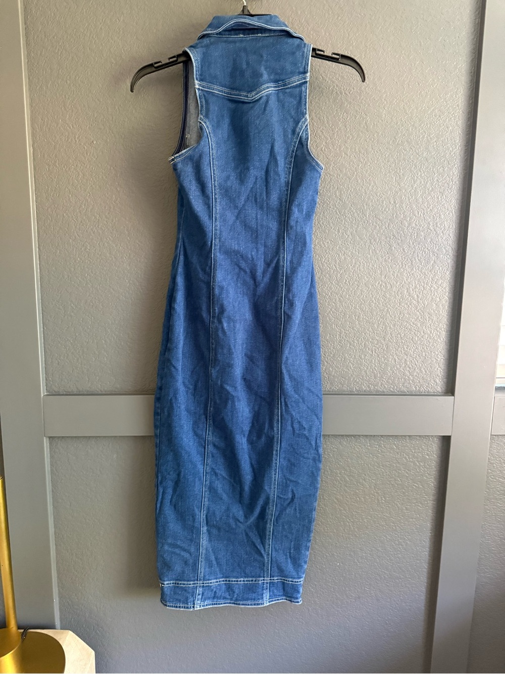 PILCRO • fitted denim midi dress sleeveless tank XXS cowgirl western anthro - Picture 8 of 8